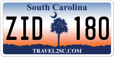 SC license plate ZID180