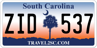 SC license plate ZID537