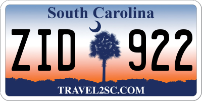 SC license plate ZID922