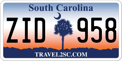 SC license plate ZID958