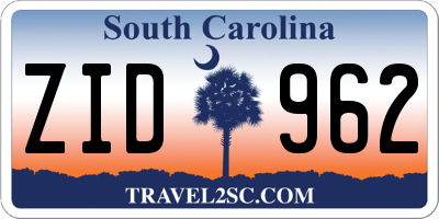 SC license plate ZID962