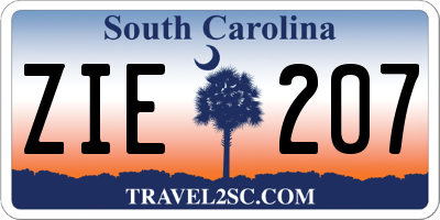 SC license plate ZIE207