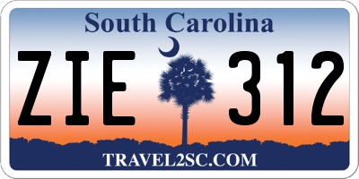 SC license plate ZIE312