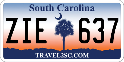 SC license plate ZIE637