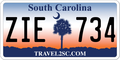 SC license plate ZIE734