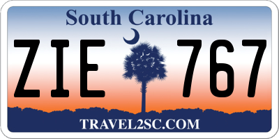 SC license plate ZIE767