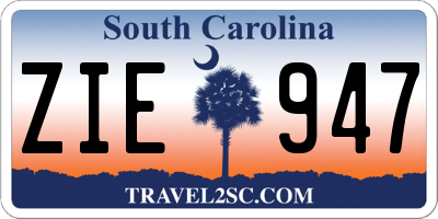 SC license plate ZIE947