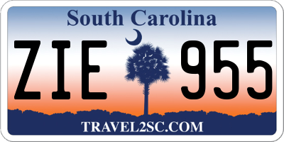SC license plate ZIE955