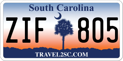 SC license plate ZIF805