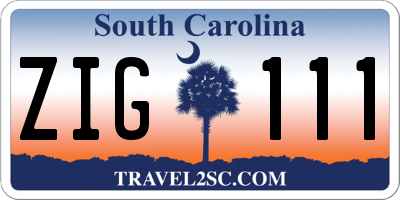 SC license plate ZIG111