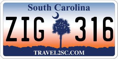 SC license plate ZIG316