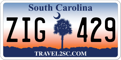 SC license plate ZIG429