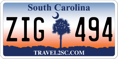 SC license plate ZIG494