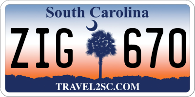 SC license plate ZIG670