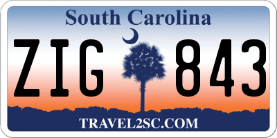 SC license plate ZIG843