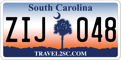 SC license plate ZIJ048