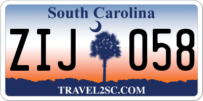 SC license plate ZIJ058
