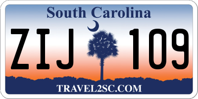 SC license plate ZIJ109