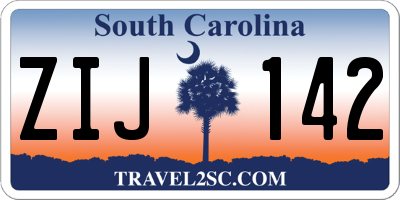 SC license plate ZIJ142