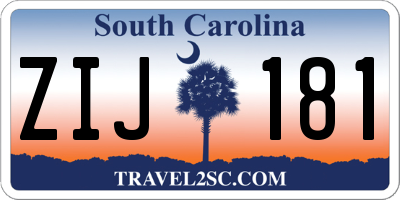 SC license plate ZIJ181