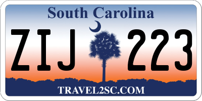 SC license plate ZIJ223