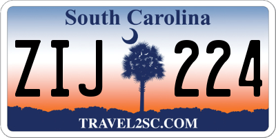 SC license plate ZIJ224