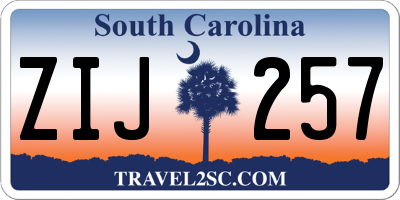 SC license plate ZIJ257