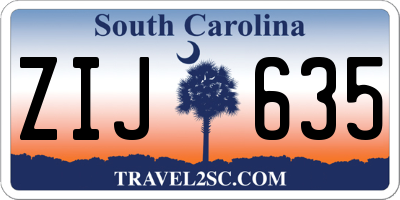 SC license plate ZIJ635
