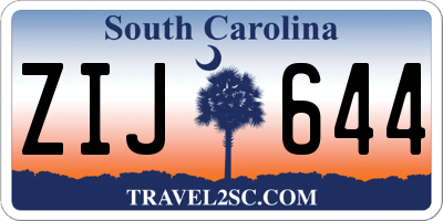 SC license plate ZIJ644