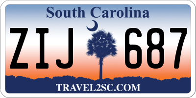 SC license plate ZIJ687