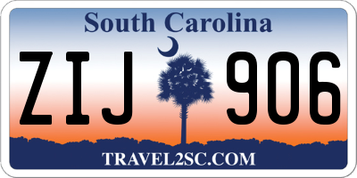 SC license plate ZIJ906
