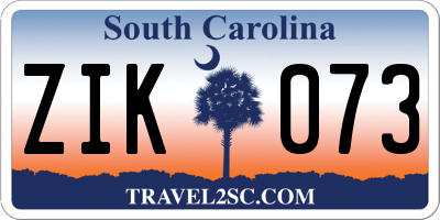 SC license plate ZIK073