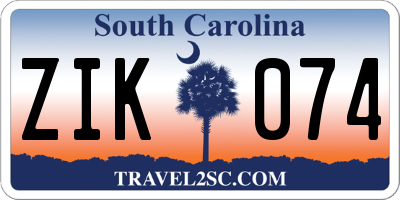 SC license plate ZIK074