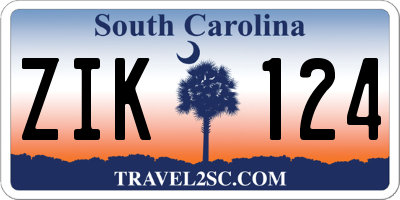 SC license plate ZIK124