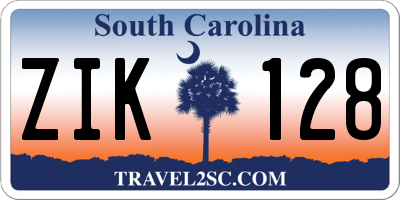 SC license plate ZIK128
