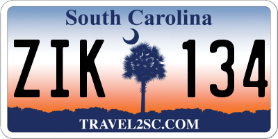 SC license plate ZIK134