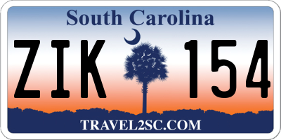 SC license plate ZIK154