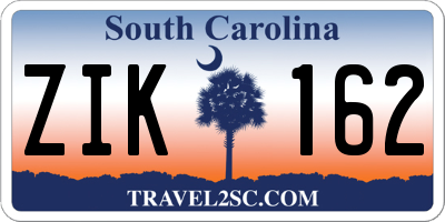 SC license plate ZIK162