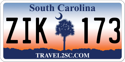 SC license plate ZIK173