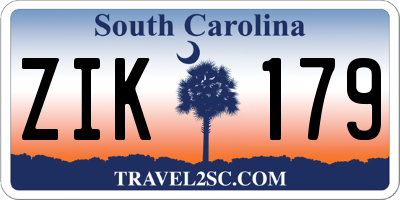 SC license plate ZIK179