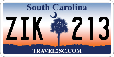 SC license plate ZIK213