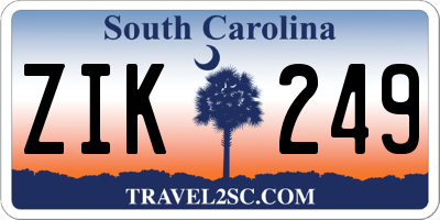 SC license plate ZIK249