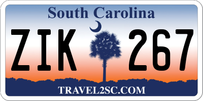 SC license plate ZIK267