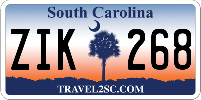 SC license plate ZIK268