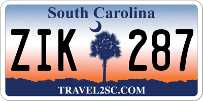 SC license plate ZIK287