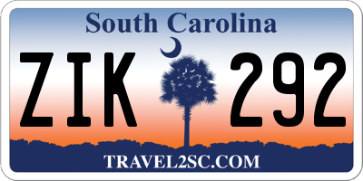 SC license plate ZIK292