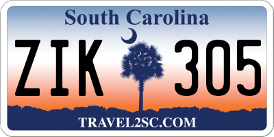 SC license plate ZIK305