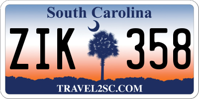 SC license plate ZIK358