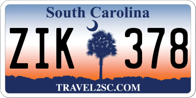 SC license plate ZIK378