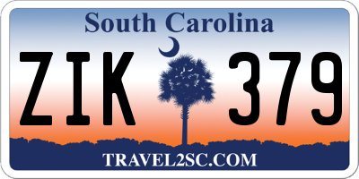 SC license plate ZIK379
